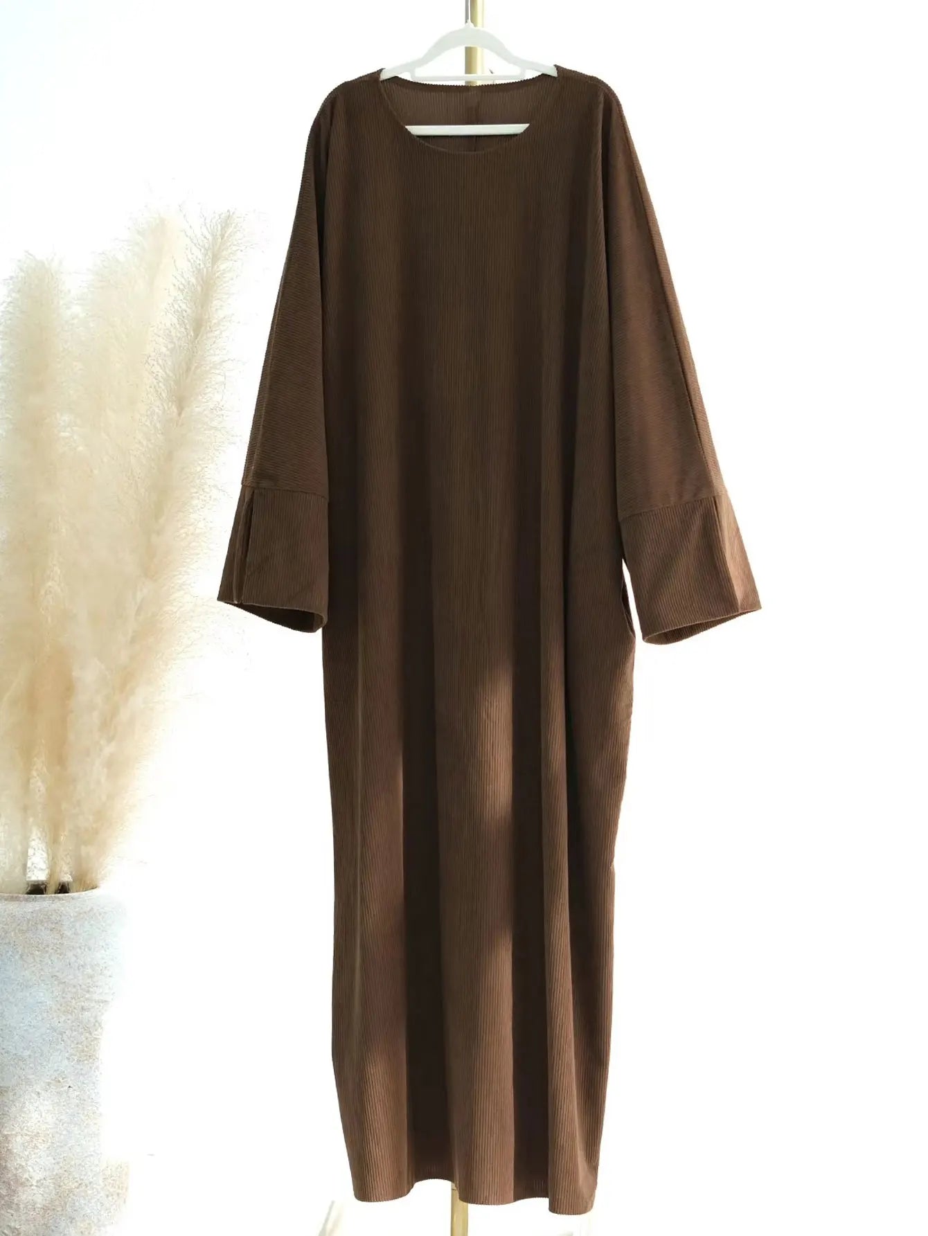 Closed Casual Corduroy Winter Abaya for Muslim Women – Eid 2025 Moroccan Kaftan Caftan Modest Dress