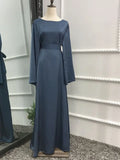 Fashion Sliky Djellaba Muslim Dress Dubai Full Length Flare Sleeved Soft Abaya Dubai Turkey Muslim Islam Robe WY921