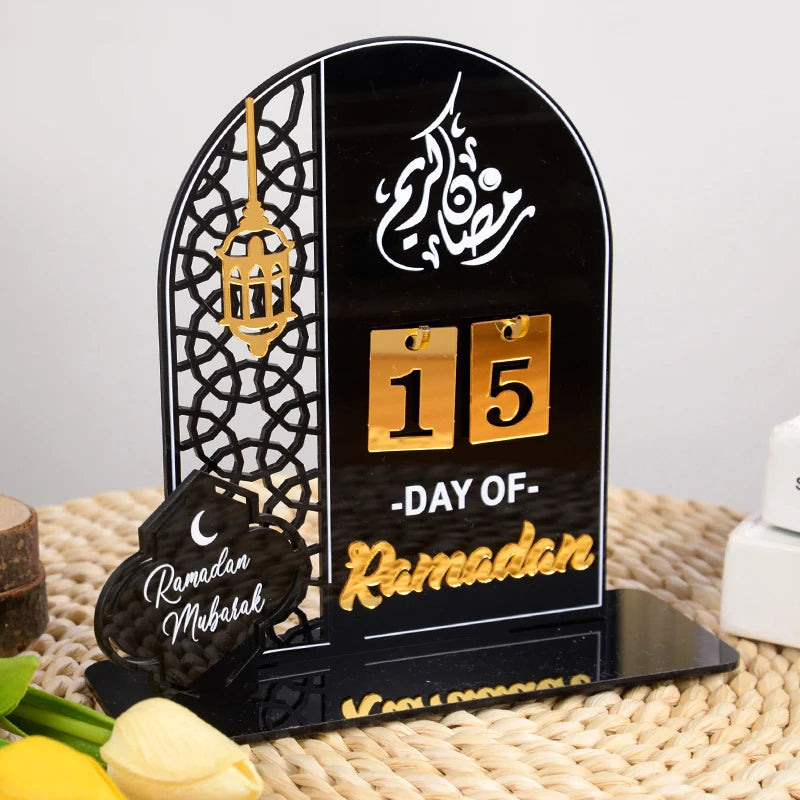 Acrylic Ramadan Countdown Calendar Gifts Day of Ramadan Calendar with Replacing Number 2026 Eid Mubarak Home Decoration Ornament