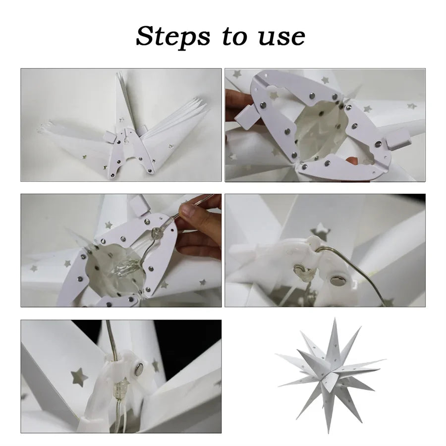 35/45/58CM Christmas Moravian Star Light Moravian Tree Top 3D LED Hanging Star Lantern Fairy Light For Holiday Wedding Decor