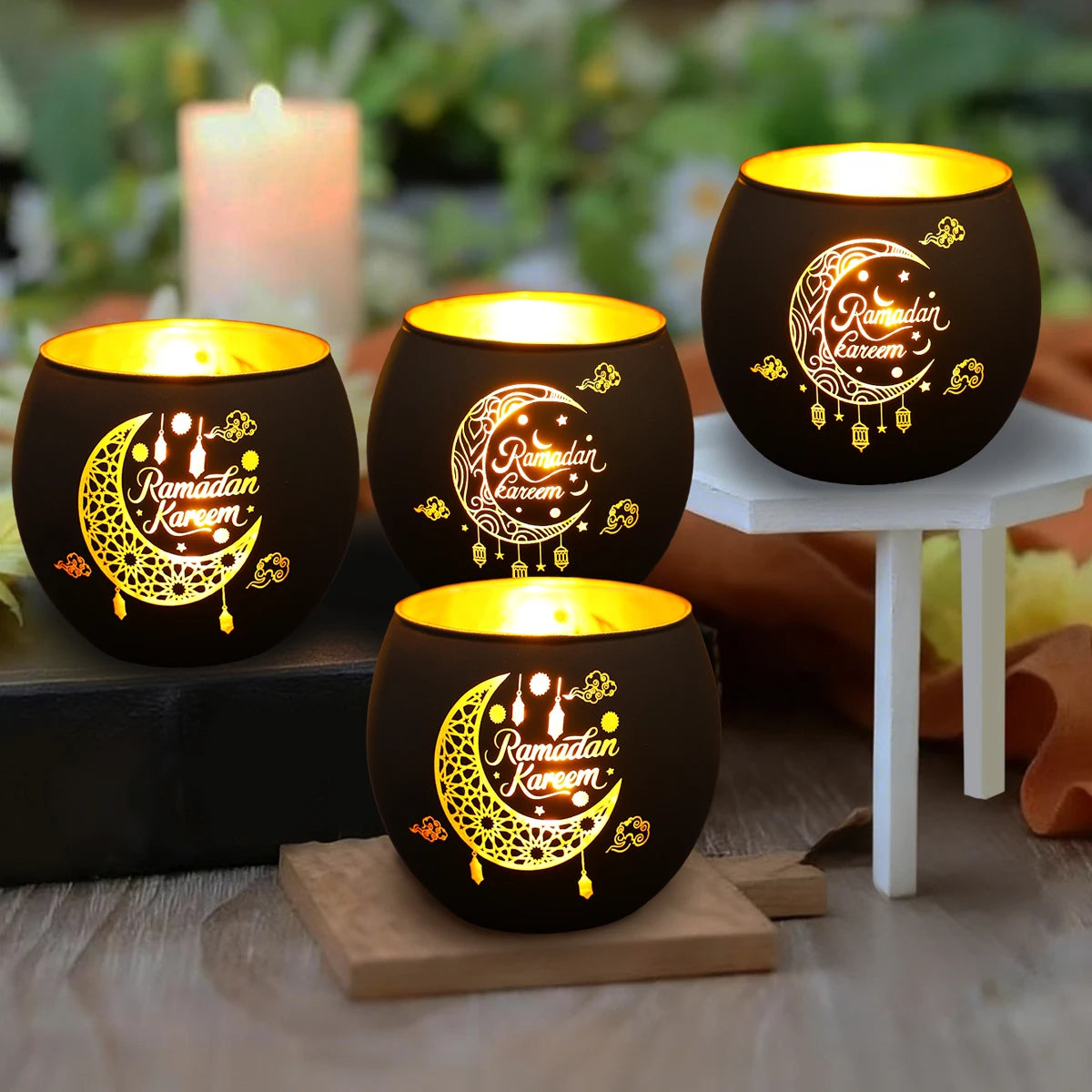 Ramadan Kareem Candle Holders Ramadan Decorations for Home 2026 Eid Al-Fitr Gifts Islamic Muslim Eid Al Adha Party Supplies