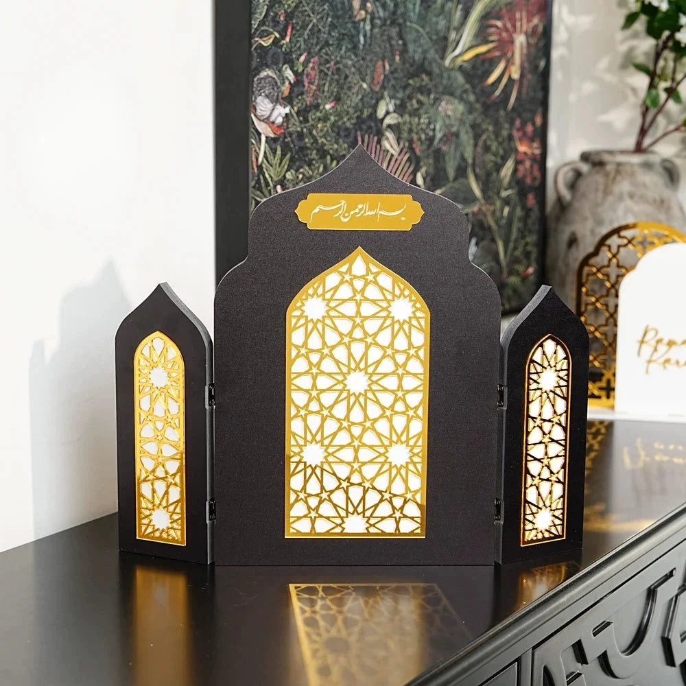 Umrah Arch Decoration Eastern Calendar Festival PVC Desktop Home Decor Calendar Stand 2026 Happy Days Of Ramadan Party DIY
