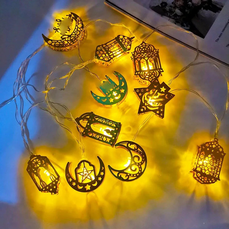 Moon Star LED String Light Castle Ramadan Kareem Decorati for Home Islam Muslim Party Festival Hanging Pendant Eid Al Adha Gifts
