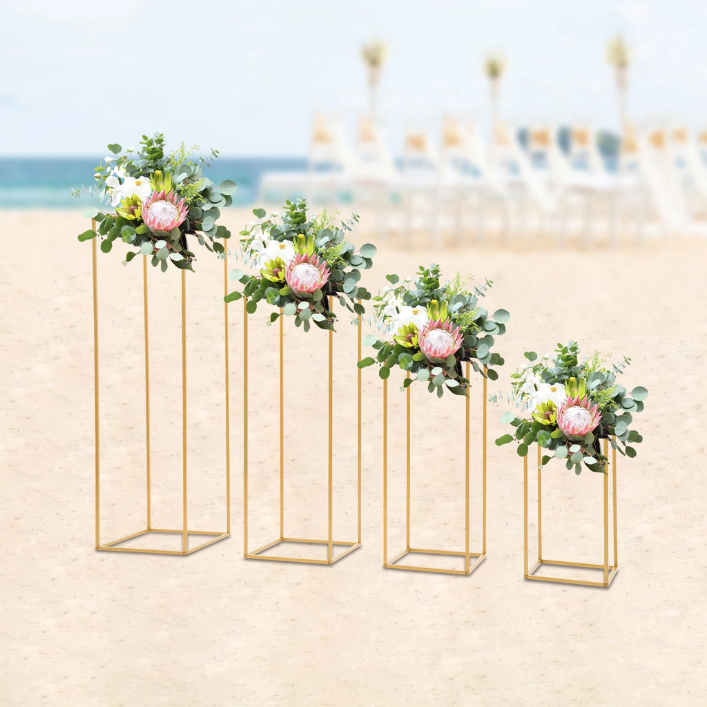 4 Different Height Wedding Flower Stand Metal Floor Geometric Vase Set Wedding Centerpieces For Table Tall Decorations For Party
