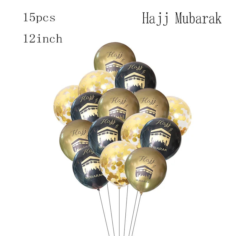 Black Gold Hajj Mubarak Star Moon Letter Foil Balloon Set Eid Mubarak Islamic Muslim Pilgrimage Festival Party Decor Supplies