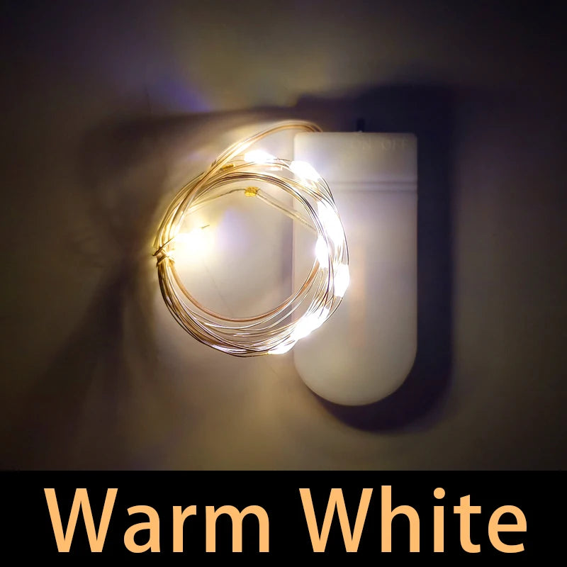 Waterproof Fairy Light CR2032 Battery Powered LED Mini Christmas Light Copper Wire String Light For Wedding Xmas Garland Party