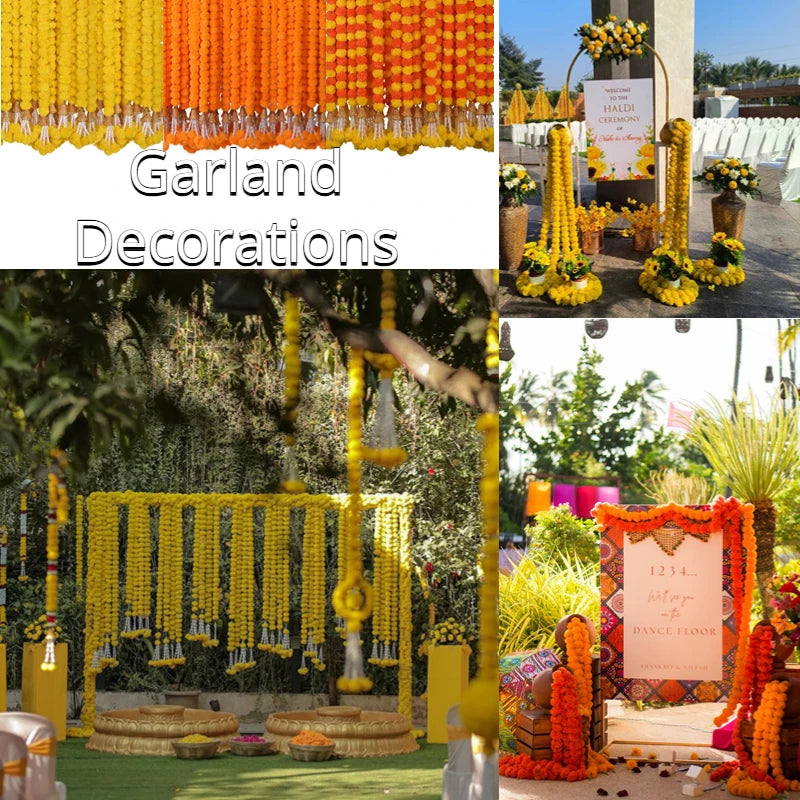 5-50 PCS Marigold Garland Wedding Marigold Flower Garlands for Prayer Fest Calendula Garland Indian Decor Garlands Wedding