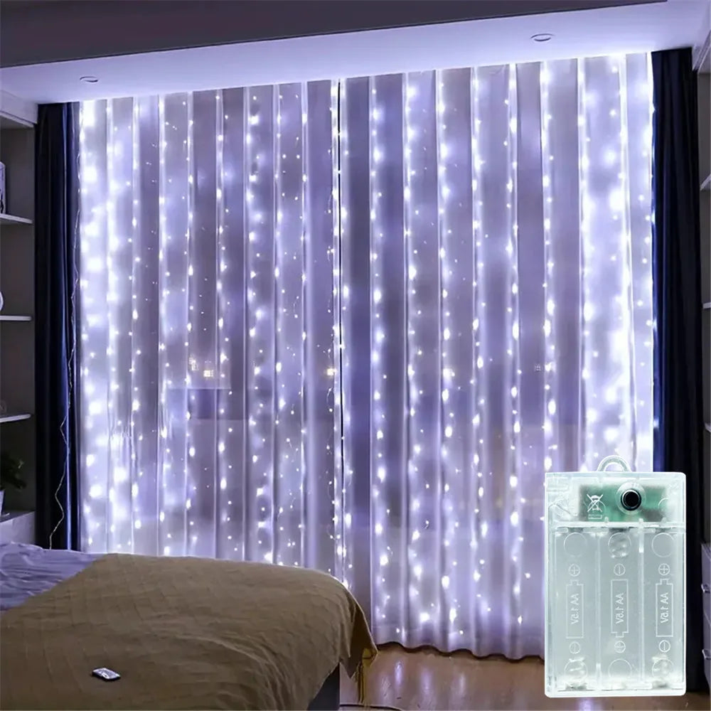 Wedding Outdoor Decor 2026 Ramadan Decoration Valentine's Day LED Curtain String Light Eid Mubarak for Home Fairy Battery Power