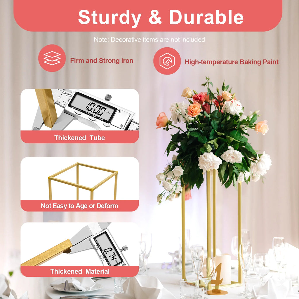 10PCs 23.62inch Tall Metal Flower Stand Geometric Flower Vase Stand for Wedding Table Centerpieces,Party, Events, Home Deco
