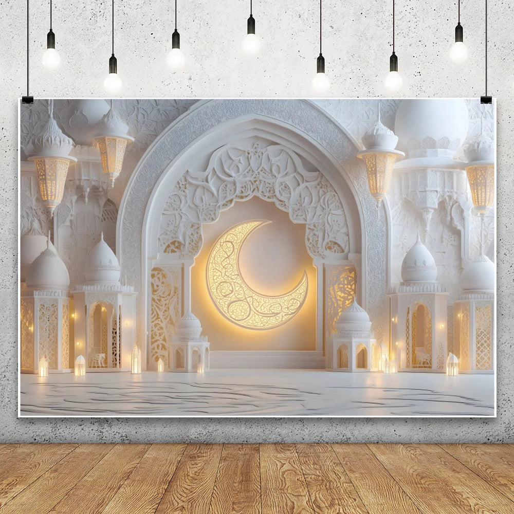 Eid Mubarak Backdrop Islamic Mosque Ramadan Aladdin Moroccan Golden Moon Lantern 2026Muslim Kareem Al Fitr Festival Photo Banner