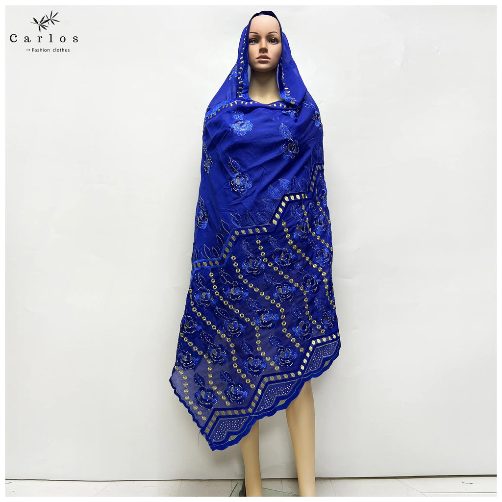 2026 New Dubai Scarf For Muslim Women African 100% Cotton Hijab Islam Hijab Pashmina Turban Headscarf Embroidery Shawls