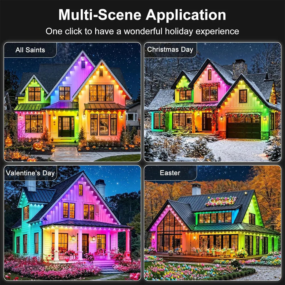Smart LED Permanent Outdoor Light, 300ft 180LEDs RGBIC Eaves Lights, IP67 Waterproof for New Year and Christmas Home Decor