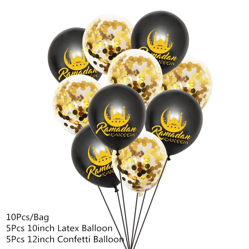 10Pcs Eid Umrah Mubarak Latex Balloon Ramadan Kareem Festival Muslim Islamic Ramadan Party Eid Al-Firt Home Decoration Supplies