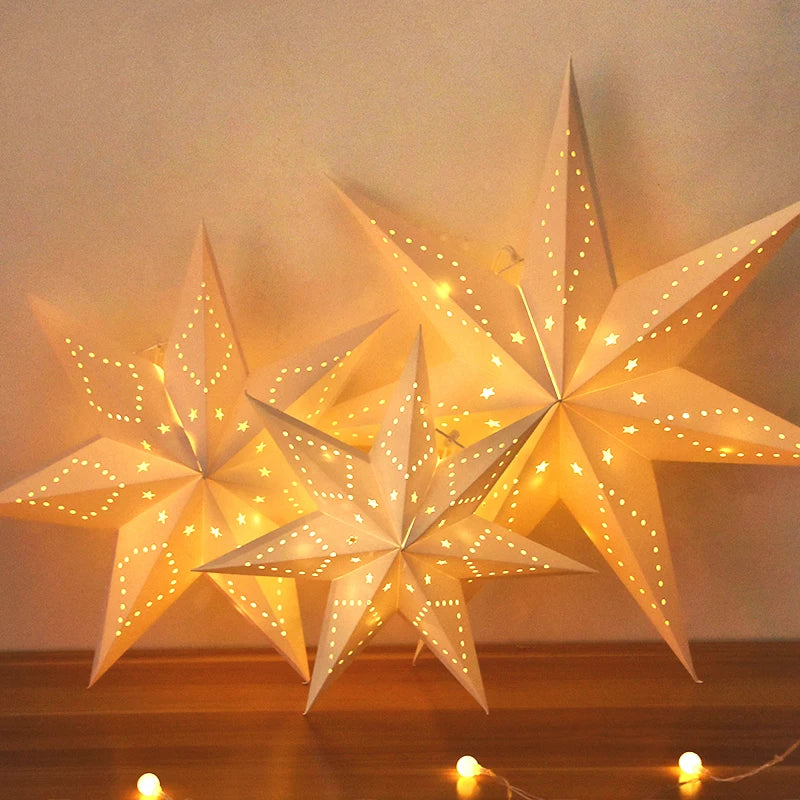 Eid Mubarak Decoration Hollow Star Hanging Pendant Ramadan Kareem LED Light Lantern 2025 Islamic Muslim Party Supplies Birthday
