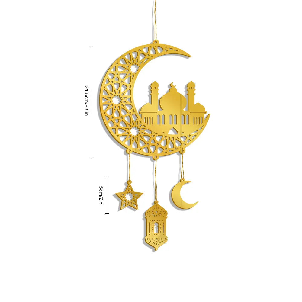 1PC Acrylic Ramadan Kareem Moon Star Wall Pendant Eid Mubarak Ornaments for Home Eid Al Fitr Muslim Islamic Holiday Party Decor