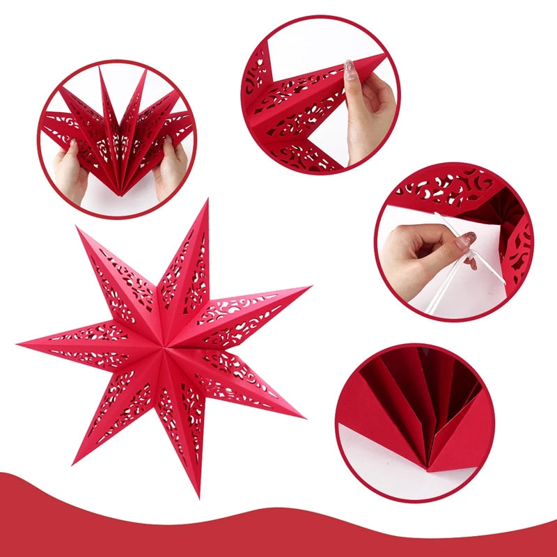 30-75cm Hollow Star Hanging Pendant Eid Mubarak Christmas Ramadan Decoration 2024 Islamic Muslim Party Decor Ramadan Kareem Gift