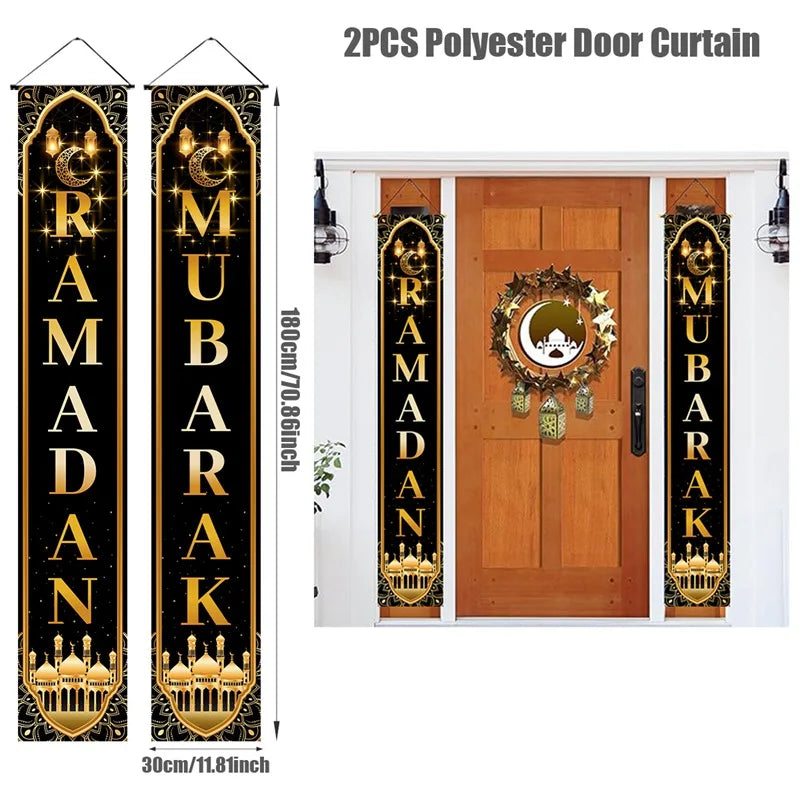 Eid Mubarak Door Banner Ramadan Decoration 2025 for Home Mubarak Ramadan Kareem Islamic Muslim Party Decor Eid Al Adha Gifts