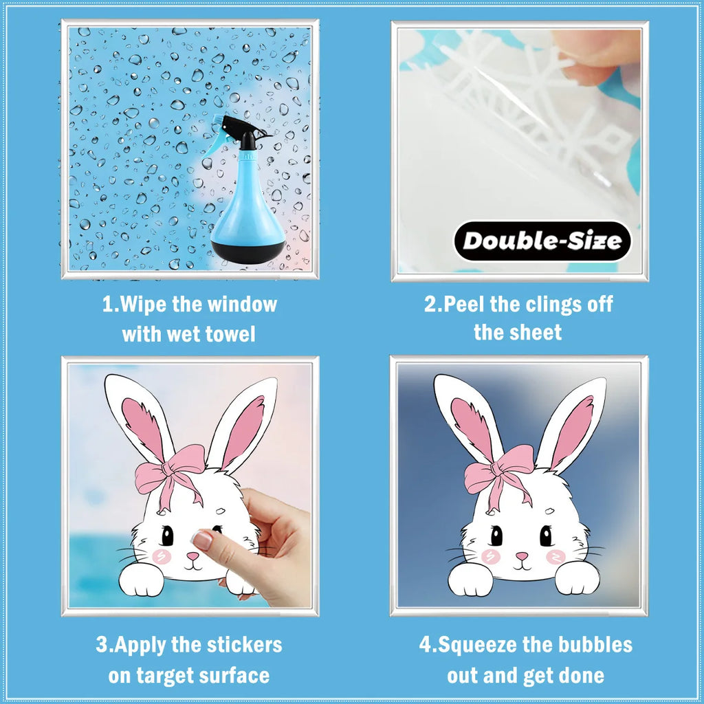 6 Sheets Happy Easter Decorations Window Clings Bunny Eggs No Glue Stickers Static Glass Decal Spring Party Home Decor Kids Gift