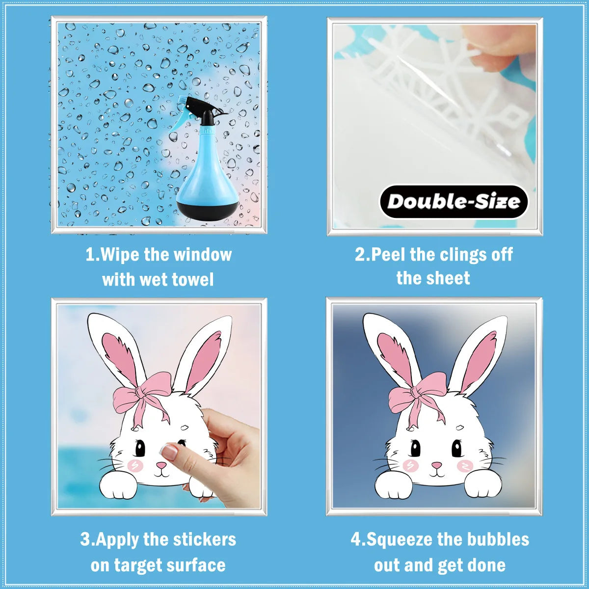 6 Sheets Happy Easter Decorations Window Clings Bunny Eggs No Glue Stickers Static Glass Decal Spring Party Home Decor Kids Gift