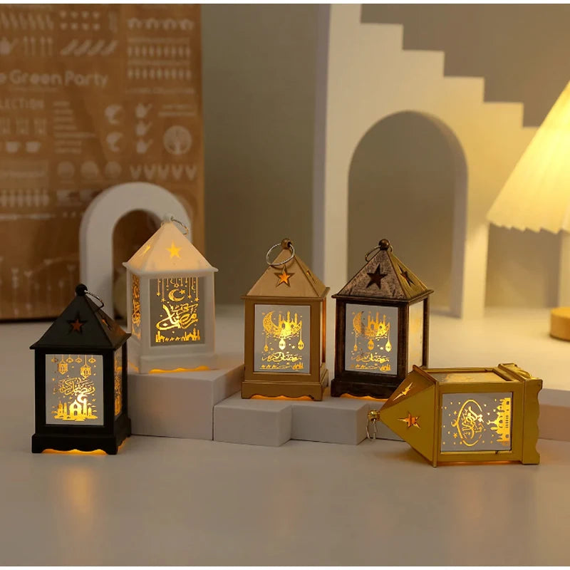 Eid Mubarak LED Lantern Ramadan Decoratives Creative Lamp with Moon Star Design Muslim Festival Party Modern Home Decor Gift