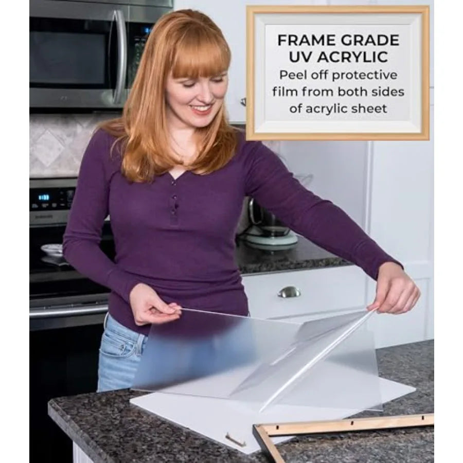 29×41 Frame Barnwood White Solid Wood Picture Frame with Whitewashed Distressed Finish, 1.5 Inches Width, 0.5 Inches Interior Depth