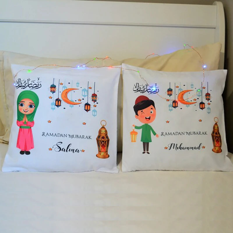 Personalized kid boy girl Pillow case Cushion Cover Ramadan Mubarak Eid Muslim Islamic Kareem children room home decoration gift