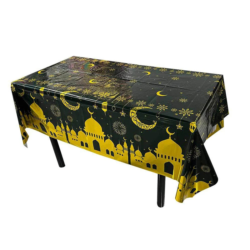 Eid Mubarak Party Decorations Mubarak Moon Star Foil Balloon Ramadan Dinner Table Decor  Islamic Party tablecloth Supplies