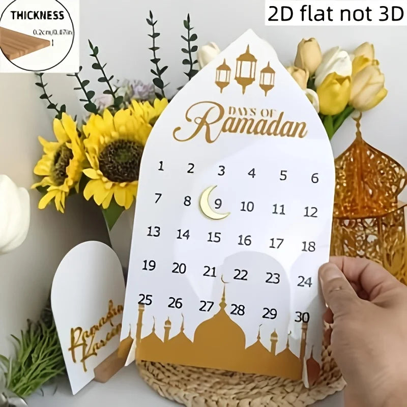 30-Day Ramadan Countdown Calendar  Arabic/English Dates & Numbered Days Contemporary Ramadan Decorations for Home Table