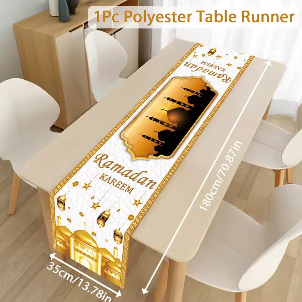 Ramadan Table Runner Eid Mubarak Decoration 2026 for Home Ramadan Kareem Ramadan Mubarak Islamic Muslim Party Eid Al-Fitr Gifts