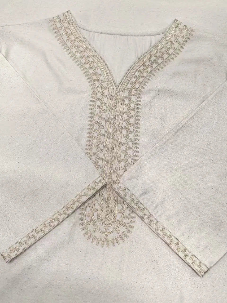 2025 New High-end Embroidered Thobe Men's Clothing Muslim Mid-sleeve Linen Robe with Pockets Ramadan Dubai Luxury Islam Elegant