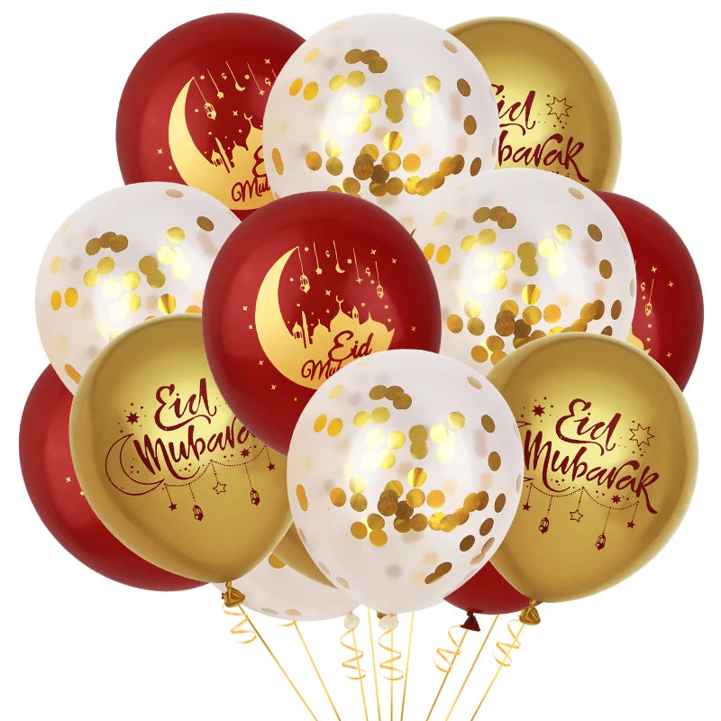 15/20Pcs Black Gold Umrah Mubarak Latex Confetti Balloon Ramadan Kareem Decor Eid Mubarak Islamic Muslim Festival Party Supplies