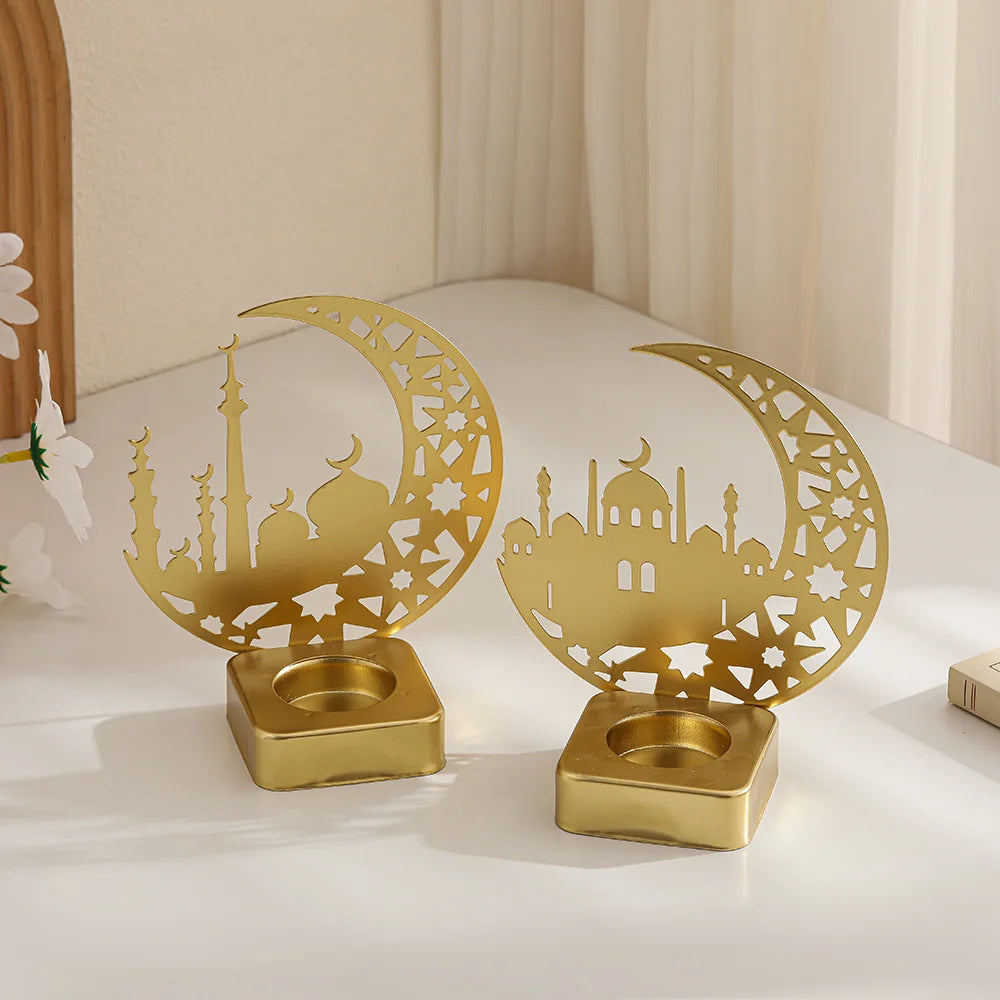Ramadan Decoration Moon Castle Candle Holder  Eid Mubarak Decorations for Home 2026 Islam Muslim Festival Party Supplies Eid Al