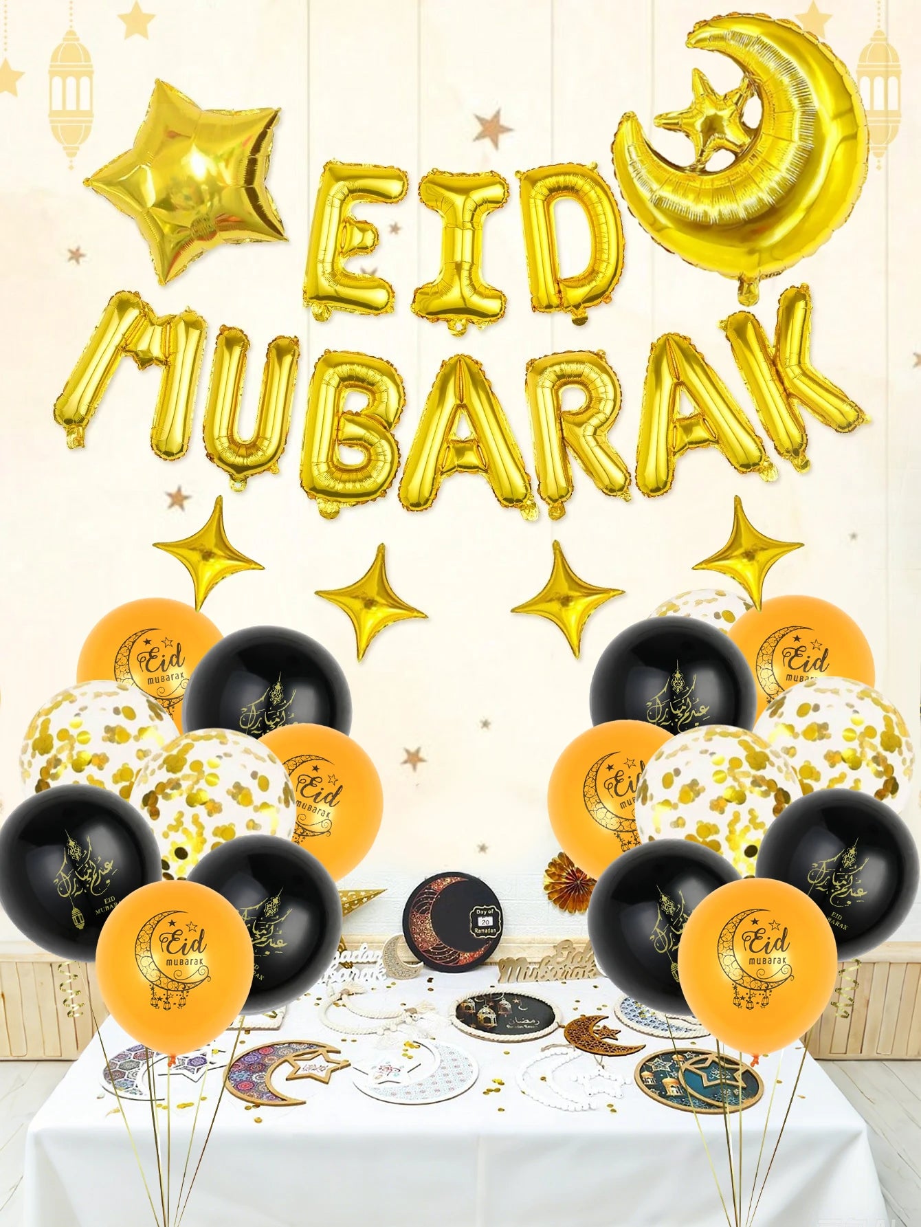 32pcs Eid al-Fitr Moon and Star Set,Ramadan Mubarak Ramadan,Family Eid,Ramadan Festival Themed Party,Eid Celebrations