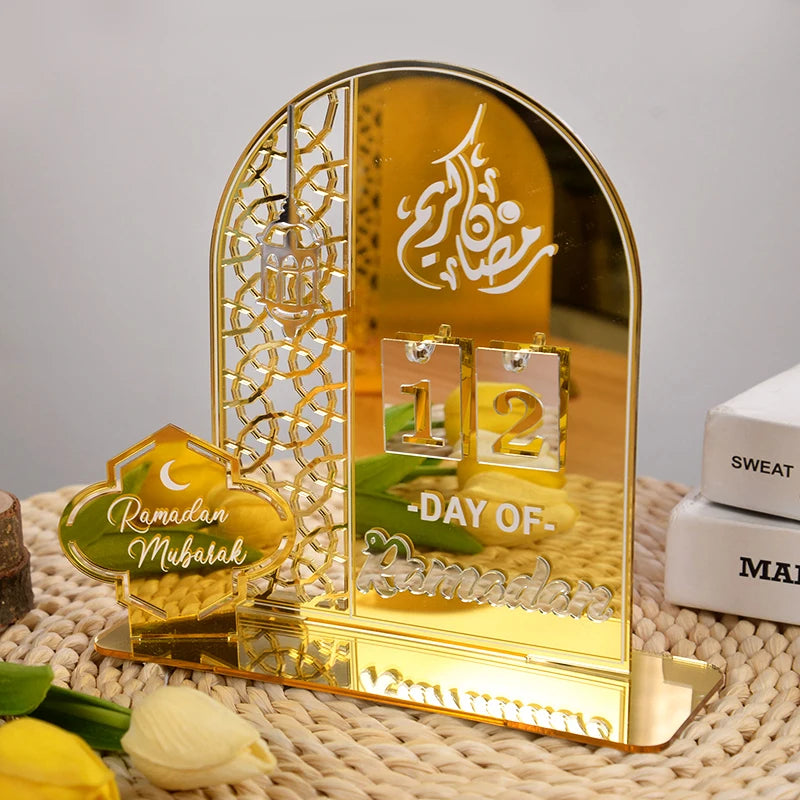 Acrylic Ramadan Countdown Calendar Gifts Day of Ramadan Calendar with Replacing Number 2026 Eid Mubarak Home Decoration Ornament