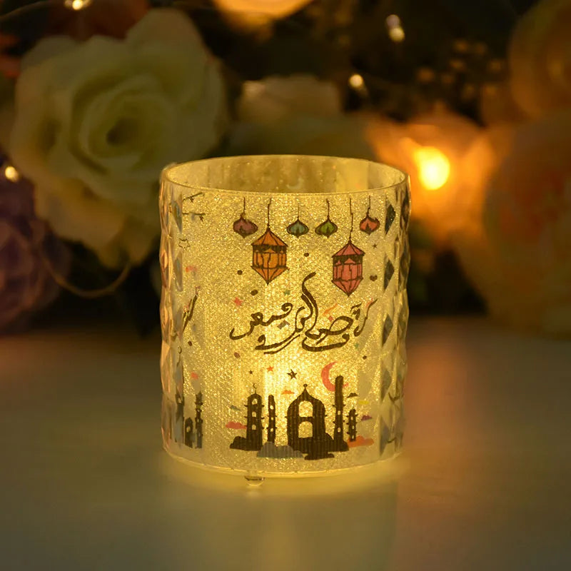 Eid Mubarak Led Candle Lantern Ramadan Kareem Decoration for Home 2025 Islamic Muslim Festival Party Favors Eid Al-Fitr Gift