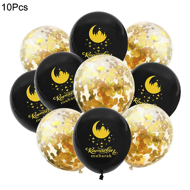 1Set Eid Mubarak Letter Foil Balloons Ramadan Kareem Decorations Star Moon Helium Globos 2024 Muslim Islamic Party Supplies Gift