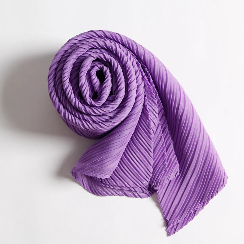 Miyake Pleated Scarf Wide Long Silk 2025 Cape Women Windscreen Shawl Shoulder Designer Korean Scarf Hijabs For Woman