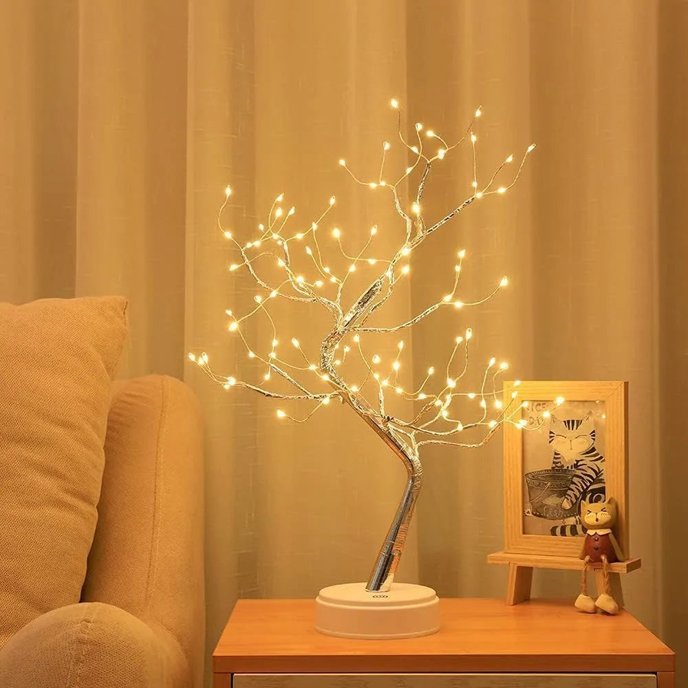 Light Tree Table Top LED Shimmery Tree Light USB/Battery-Powered Touch Switch Night Light Branch Lights for Holiday Home Decor