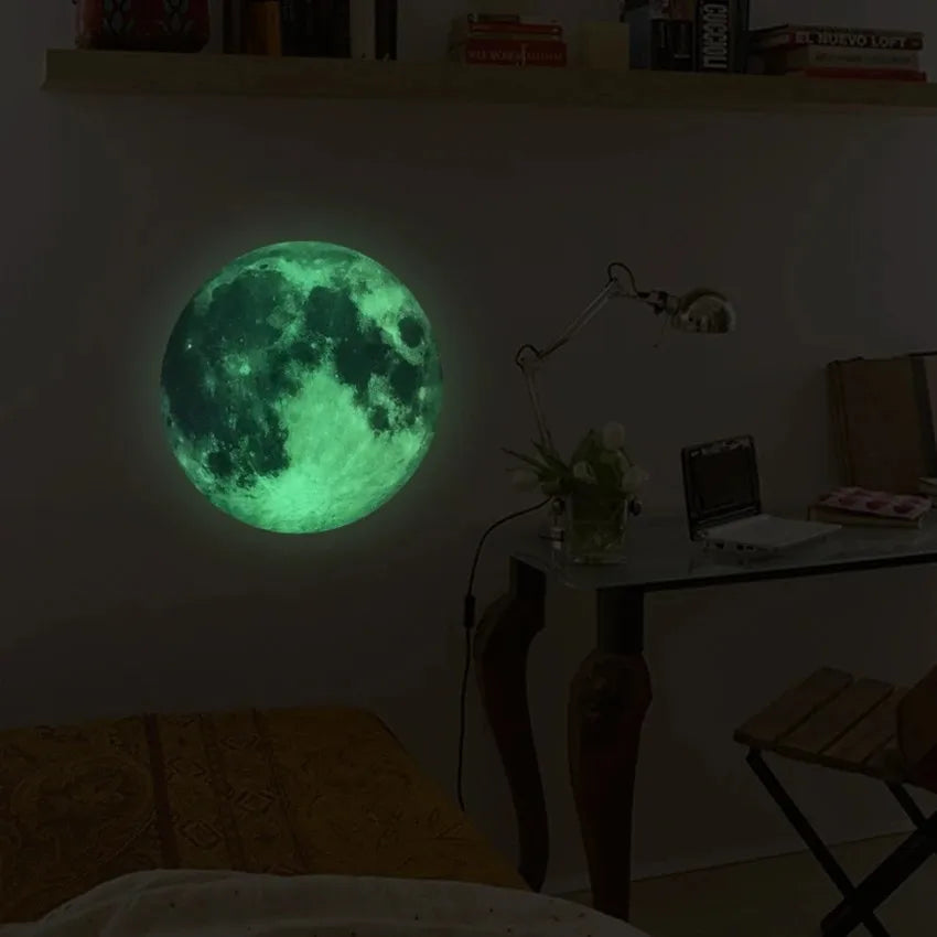 Luminous Moon Stickers Star Sky Fluorescent Wall Decals Glow in the Dark Kids Bedroom Living Room Bathroom for Home Decorations