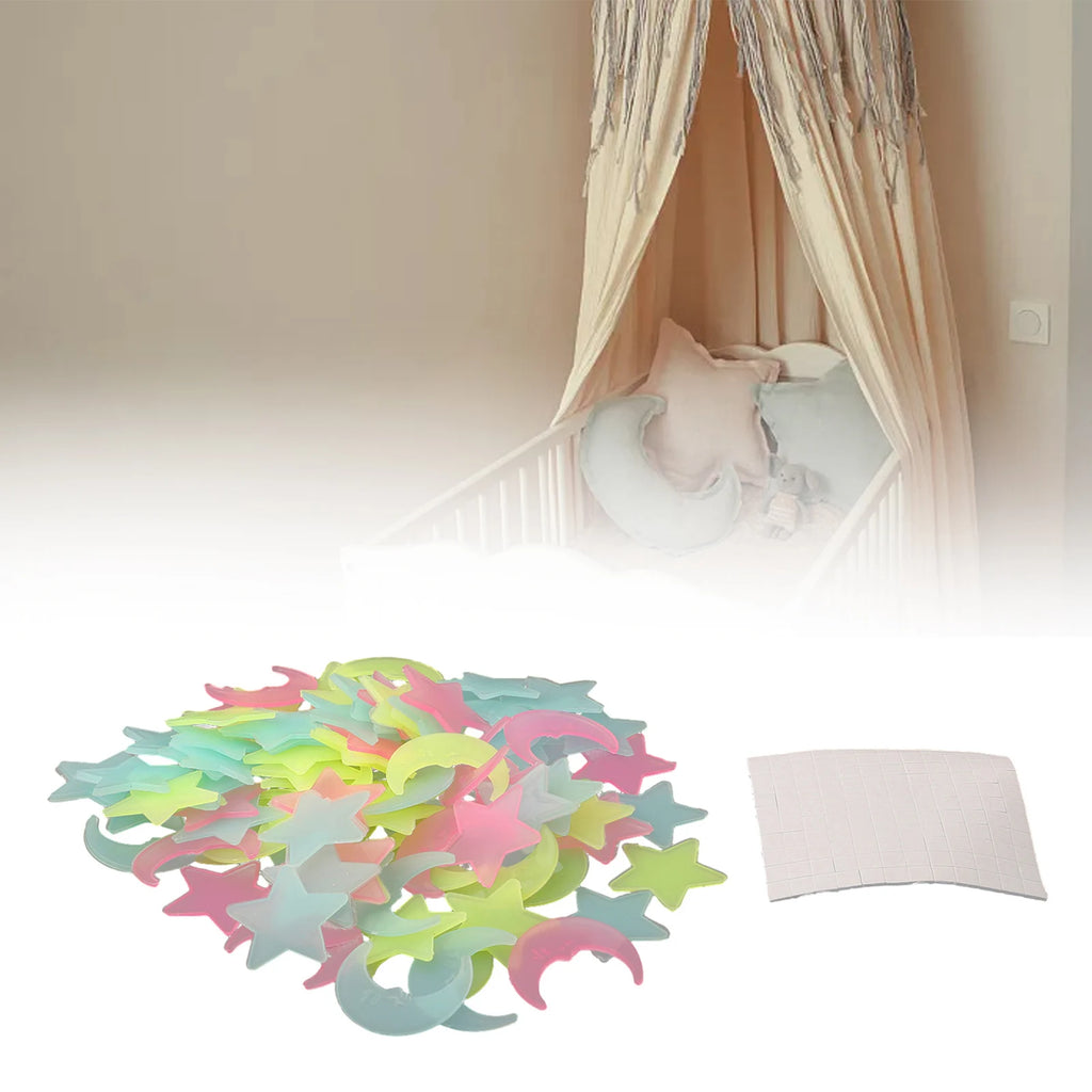 100pcs Stickers Moons Night Art Plastic Removable Bedroom Ceiling Space DIY Star Decal Stars Decor Fluorescent