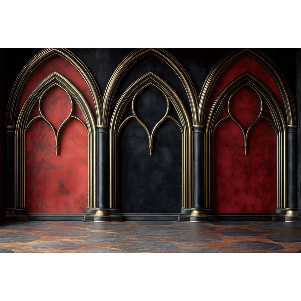 Medieval Palace Pillar Backdrop Retro Red Wall Pregnant Portrait Birthday Wedding Eid Mubarak Party Decoration Photo Background