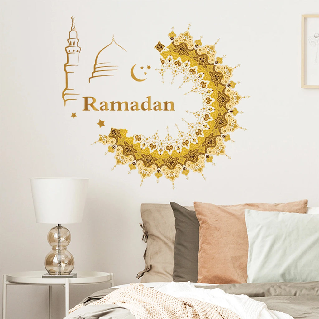 Eid Mubarak Window Sticker 2025 Kareem Ramadan Decor for Home Ramadan Mubarak Wall Sticker Islamic Muslim Wall Decals Decor