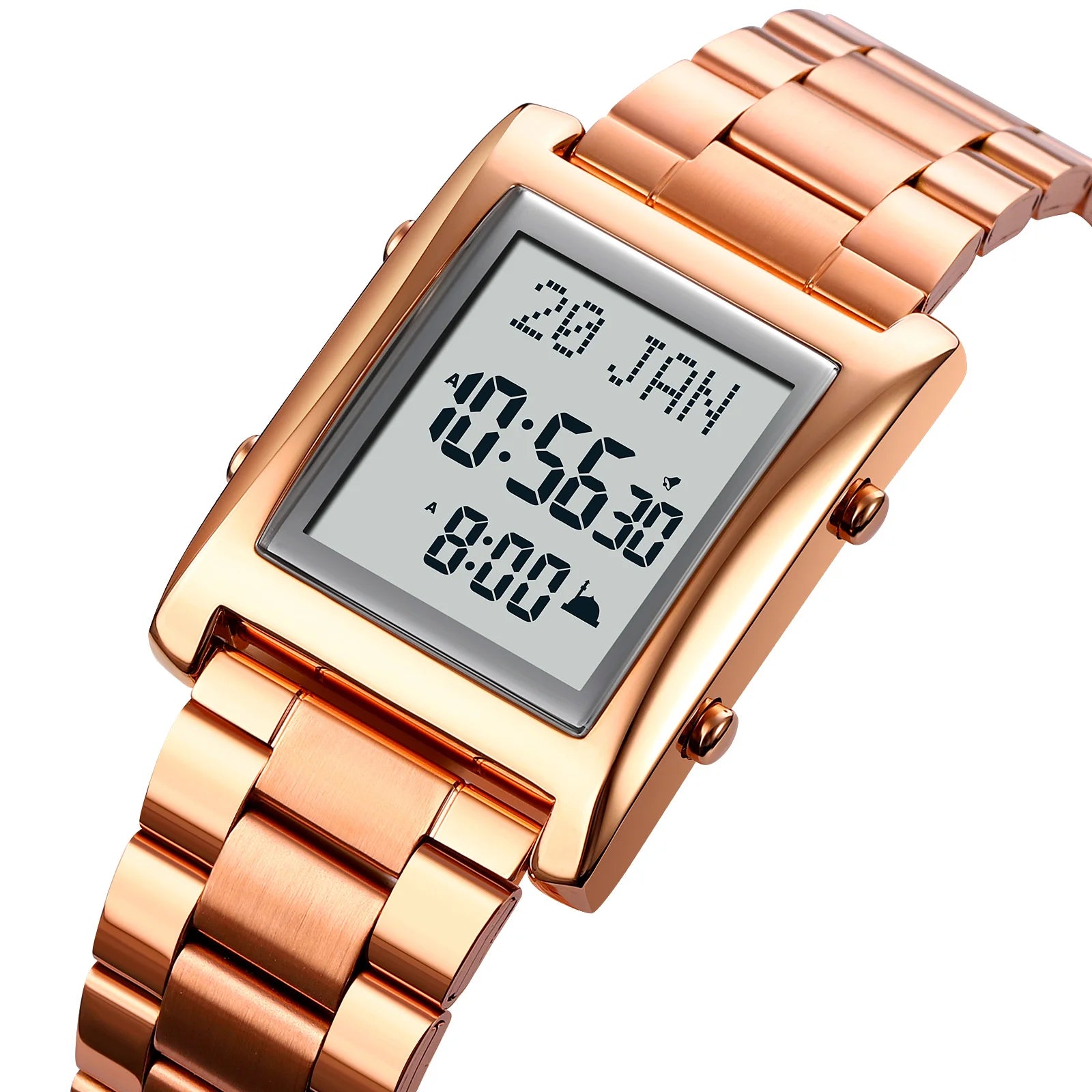 Azan Watch for Muslim Prayer with Qibla Compass Islam Al-Harameen Fajr Time Clock Include Hijri Calendar