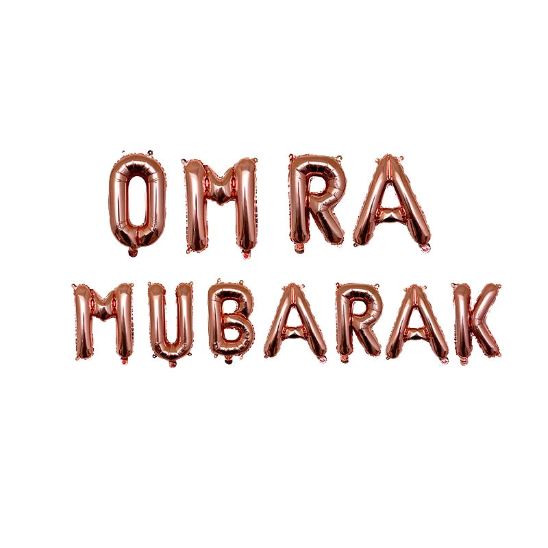 1Set OMRA Mubarak Letter Foil Balloons Ramadan Kareem Decoration Star Moon Helium Globos 2023 Muslim Islamic Party Supplies Gift
