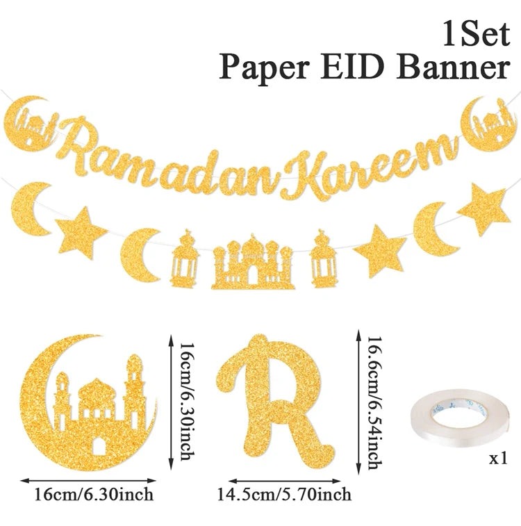 Umrah Mubarak Banners EID Mubarak Decoration 2025 for Home Bunting Banner Ramadan Kareem Islamic Muslim Party Eid Al Adha Gifts