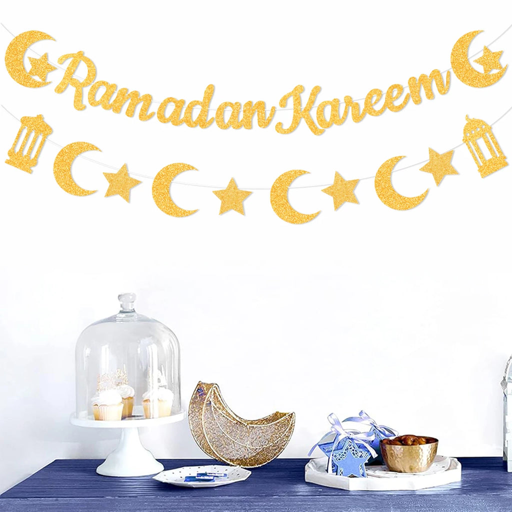 Eid Mubarak Ramadan kareem Banner Pull The Flag Eid Ramadan Decor For Home 2025 Ramadan Muslim Islamic Party Decor Supplies