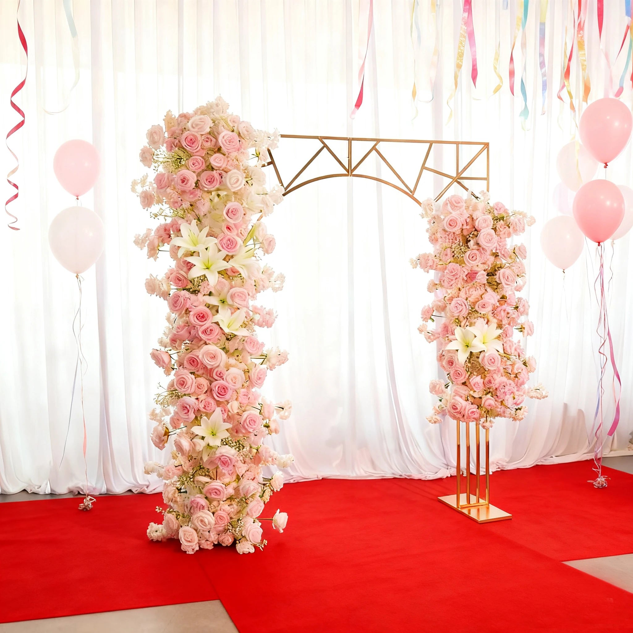 1pcs f30 83in Golden Stainless Steel Crescent Half Moon Wedding Arch Party Stage Backdrop Flower Stand Ballon Arch hh332