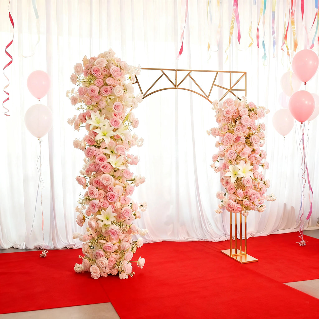 1pcs f30 83in Golden Stainless Steel Crescent Half Moon Wedding Arch Party Stage Backdrop Flower Stand Background Arch ivy332