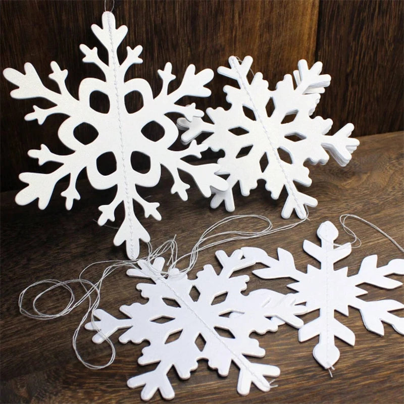 6pcs 3D white/laser snowflake hanging decorations, Christmas snowflakes, winter wonderland, New Year's party home decorations