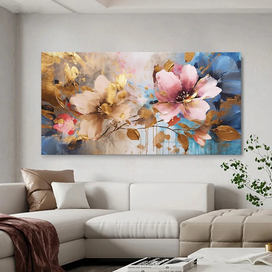 He Castle Decor-Golden Deer Wall Painting With Frame Big Size Wall Art For Living Room Bedroom Drawing Room Hotels-Wooden Framed